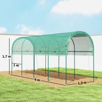 Outsunny Serre hivernale Serre tunnel en film avec toit en arc, ancrages au sol Serre 400 x 120 x 170cm Vert(m-3)