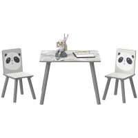 ZONEKIZ Ensemble table et chaises pour enfants, table pour enfant avec 2 chaises, motif animaux pour chambre à coucher gris(m-11)