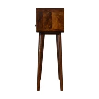 Solid Mango Wood Mini Console Table with 2 Drawers and Open Slot, Desk with Deep‑Penetrating Stain Finish, 30L x 60W x 90H cm, Brown(m-7)