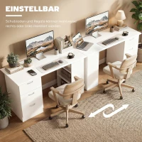 HOMCOM Schreibtisch Computertisch Bürotisch Arbeitstisch Regal mit 3 Schubladen Regale Weiß 120 x 49 x 72 cm(m-6)