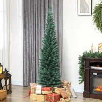 HOMCOM Sapin de Noël artificiel 180 cm, arbre de Noël slim, 321 pointes, facile à monter et ranger, pour maison bureau, vert(m-10)