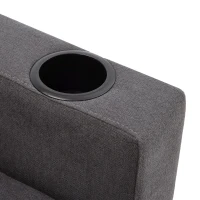 Canapé d'angle moderne en L, 3 places avec méridienne et rangement, porte-gobelet intégré, 175x129x90 cm, Gris foncé(m-8)