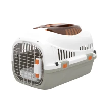 PawHut Plastic Pet Carrier Hard Shell Dog Cat Carrier Max 4 KG Steel Door Feed Bowl Secure Lock 49 x 32 x 31 cm(m-10)