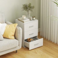 HOMCOM Comodino con 3 Cassetti Moderno e Multiuso per Camera e Salotto, 40x35x60 cm, Bianco(m-7)