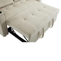 Canapé-lit pliant, canapé multifonction avec fonction couchage, avec porte-gobelet et coussin, 137x76,5x83 cm, Beige(m-9)