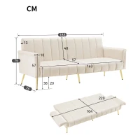 Canapé‑lit pliable moderne avec dossier et accoudoirs réglables, 183x76x75 cm, Beige(m-3)