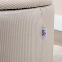 HOMCOM Set di 2 Pouf Contenitore Salvaspazio Rotondi e Imbottiti in Velluto a Coste, Bianco(m-8)