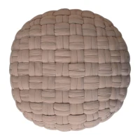 Handcrafted Tube Pouffe with Pleated Design and Breathable Cotton Fabric, Soft Futon with Delivered Fully Assembled, 48L x 48W x 36H cm, Cream(m-8)