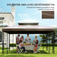 Outsunny Toit de Rechange pour Tonnelle Marron  3 x 4 m(m-6)