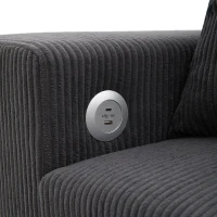 Canapé-lit pliant avec fonction couchage, port de charge USB, tablettes latérales et rangement, 231x131,5x84 cm, Gris(m-9)