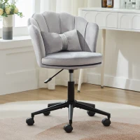 Fauteuil pivotant moderne avec dossier en forme de pétale, réglable en hauteur et design rotatif à 360°, 55x62x73-83 cm, Gris(m-4)