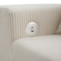 Canapé-lit pliant avec fonction couchage, port de charge USB, tablettes latérales et rangement, 231x131,5x84 cm, Beige(m-9)