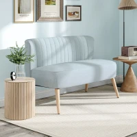 HOMCOM Divano 2 Posti Moderno in Tessuto Senza Braccioli con Gambe in Legno, 117x56.5x77 cm, Celeste(m-2)