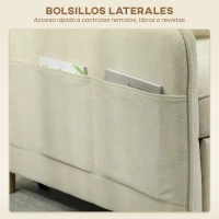 HOMCOM Sillón Cama Individual 3 en 1 Sofá Cama Plegable con Respaldo Ajustable y Cojín para Salón 74x85,5x82 cm Beige(m-7)
