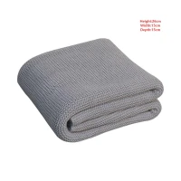 Hand-Knitted Double Knit Throw with Soft Breathable Natural Cotton, Knitted Blanket with Secure Packaging, 15L x 26W x 15H cm, Grey(m-3)
