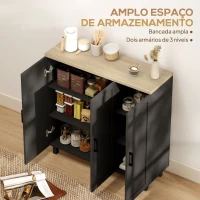 HOMCOM Aparador para Sala de Estar Móvel Buffet com 3 Portas e Prateleiras Ajustáveis 90x30x90 cm Preto e Madeira(m-4)