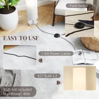 HOMCOM Staande lamp woonkamer met polyester kap, 2 x E27-fitting voor slaapkamer 14 x 14 x 120 cm(m-6)