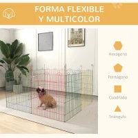 PawHut Parque Plegable para Perros de 8 Paneles Ø156x60 cm Valla Metálica con Puerta Estacas Interior Exterior Multicolor(m-5)