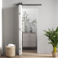 HOMCOM Porta Scorrevole a Libro Pieghevole a Portafoglio con Superficie Verniciabile, 70x210 cm, Bianco(m-1)