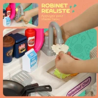 AIYAPLAY Cuisine enfant jouet d'imitation, dinette pour enfant avec lumières et sons réalistes, 52,5 x 22 x 100 cm, rose(m-5)