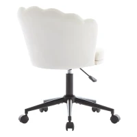 Fauteuil pivotant moderne avec dossier en forme de pétale, réglable en hauteur et design rotatif à 360°, 55x62x73-83 cm, Beige(m-12)