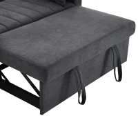 Canapé-lit multifonction moderne avec dossier réglable, porte-gobelet et coussin, 136x162x84 cm, Gris(m-8)