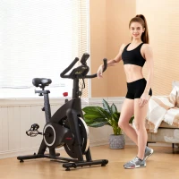 SPORTNOW Bicicleta Estática Bicicleta Fitness com Volante de Inércia de 15 kg Ecrã LED Guiador e Assento Ajustável 108x53x111 cm Preto(m-9)