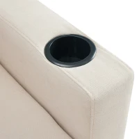 Canapé d'angle moderne en L, 3 places avec méridienne et rangement, porte-gobelet intégré, 175x129x90 cm, Beige(m-8)