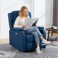 HOMCOM Poltrona Reclinável Elétrica com Apoio de Pés em Tecido Efeito Linho, 79x90x106 cm, Cinza Escuro(m-2)