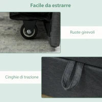 HOMCOM Letto Singolo con Secondo Letto Estraibile, Rivestimento in Tessuto e Braccioli, 205x181x70 cm, Grigio Scuro(m-5)