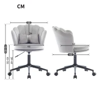 Fauteuil pivotant moderne avec dossier en forme de pétale, réglable en hauteur et design rotatif à 360°, 55x62x73-83 cm, Gris(m-3)