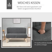 HOMCOM 2-Sitzer Sofa, weiche Polsterung, pflegeleichter Bezug, bis 220 kg, 117 x 56,5 x 77 cm, Dunkelgrau(m-5)
