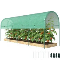Outsunny Greenhouse winterproof polytunnel with arched roof, ground anchors greenhouse 400 x 120 x 170cm Green(m-6)