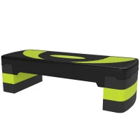 HOMCOM Step de Aeróbic para Fitness Antideslizante con Altura Regulable 3 Niveles 10/15/20 cm Carga 150 kg 80x31x20 cm Verde(m-11)