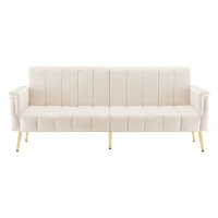 Canapé‑lit pliable moderne avec dossier et accoudoirs réglables, 183x76x75 cm, Beige(m-2)