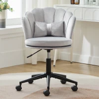 Fauteuil pivotant moderne avec dossier en forme de pétale, réglable en hauteur et design rotatif à 360°, 55x62x73-83 cm, Gris(m-1)
