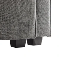 Canapé moderne 4 places en tissu lin, avec poches d'accoudoir et 4 coussins, 264x83x87 cm, Gris foncé(m-7)