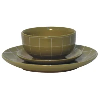 Dahlia 12-Piece Dinner Set for 4 with Smooth Timeless Finish, Ceramic Serveware Ideal for Everyday Use, 25.5L x 25.5W x 3H cm, Olive Green(m-9)