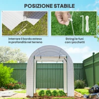 Outsunny Serra a Tunnel per Orto 1.8x1.8x2 m in Acciaio e PE Anti UV con Porte Avvolgibili e Finestre, Bianca(m-7)