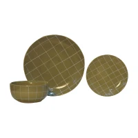 Dahlia 12-Piece Dinner Set for 4 with Smooth Timeless Finish, Ceramic Serveware Ideal for Everyday Use, 25.5L x 25.5W x 3H cm, Olive Green(m-10)