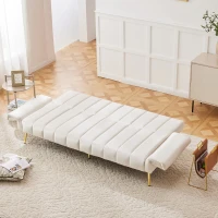 Canapé‑lit pliable moderne avec dossier et accoudoirs réglables, 183x76x75 cm, Beige(m-5)