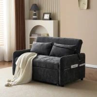 Canapé-lit double pliant moderne, avec dossier réglable, support pour smartphone et port USB de recharge, 129x76x81 cm, Gris(m-4)