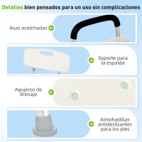 HOMCOM Silla de Ducha para Personas Mayores con Respaldo Altura Regulable Antideslizante y Apoyabrazos Carga 136 kg(m-5)