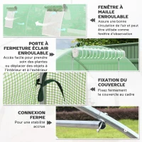 Outsunny Serre de Jardin Tunnel 18 m² dim. 6L x 3l x 2H m - 8 fenêtres, Porte zippée Enroulable - châssis Tubulaire Acier galvanisé, bâche PE Haute densité Vert(m-6)