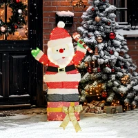 Outsunny Père Noël lumineux de 90 cm avec 97 LED blanc chaud, décoration de Noël pour intérieur et extérieur(m-10)