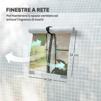 Outsunny Serra a Tunnel per Orto 1.8x1.8x2 m in Acciaio e PE Anti UV con Porte Avvolgibili e Finestre, Bianca(m-6)