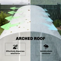 Outsunny Serra tunnel da giardino 24 m², serra tunnel da giardino con telaio in acciaio zincato, porte e 2 grandi finestre, bianco(m-5)