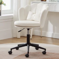 Fauteuil pivotant moderne avec dossier en forme de pétale, réglable en hauteur et design rotatif à 360°, 55x62x73-83 cm, Beige(m-5)