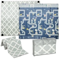 AIYAPLAY Alfombra Bebé Acolchada Plegable Reversible 202x180,5x1 cm Laterales Abatibles Impermeable Multicolor(m-10)