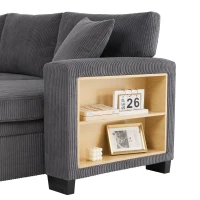 Canapé-lit pliant avec fonction couchage, port de charge USB, tablettes latérales et rangement, 231x131,5x84 cm, Gris(m-6)